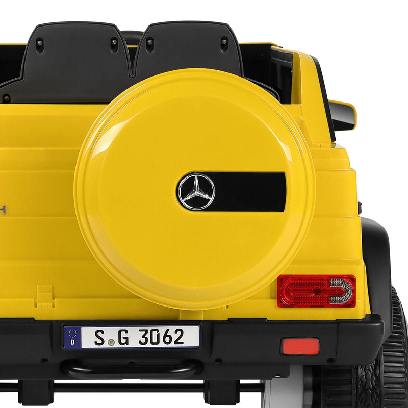 Mercedes-Benz Truck 12V Battery Ride On Car for Kids with 3 Speeds, LED Lights, Music, and Remote Control - Yellow