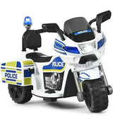 Motocicleta Eléctrica de 3 Ruedas para Niños y Niñas con Diseño de Policía para Montar en Bicicleta