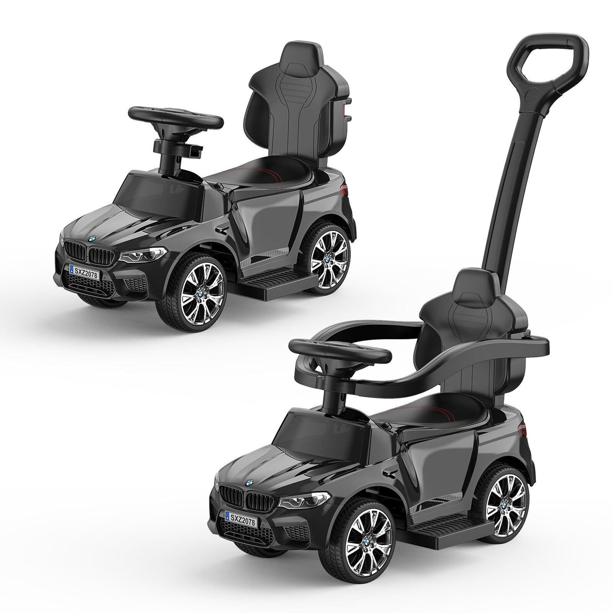 Music-Infused Ride-On Car with Safety Bar for Toddlers and Kids