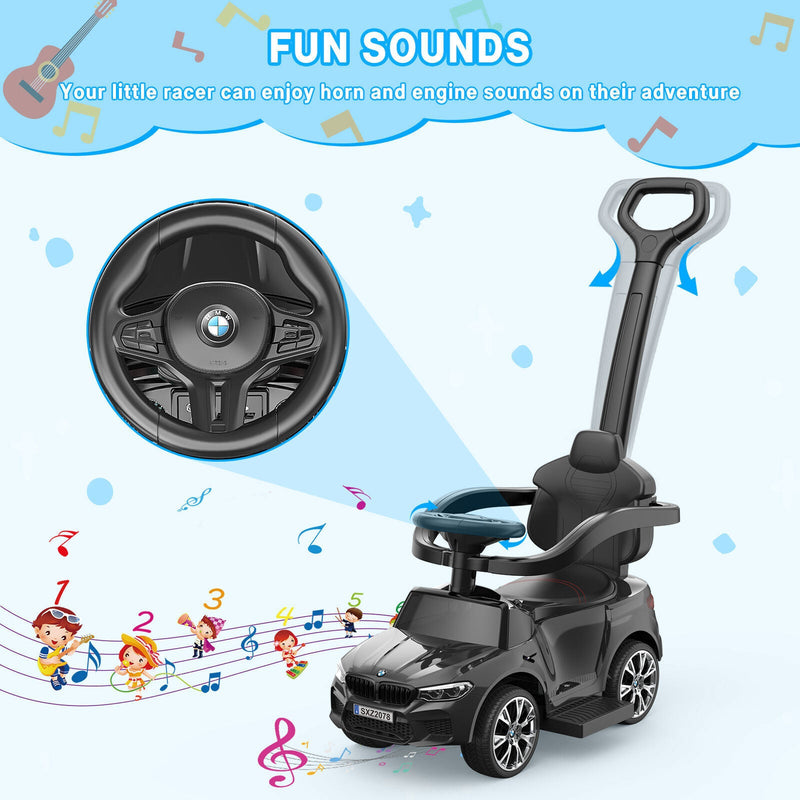 Music-Infused Ride-On Car with Safety Bar for Toddlers and Kids