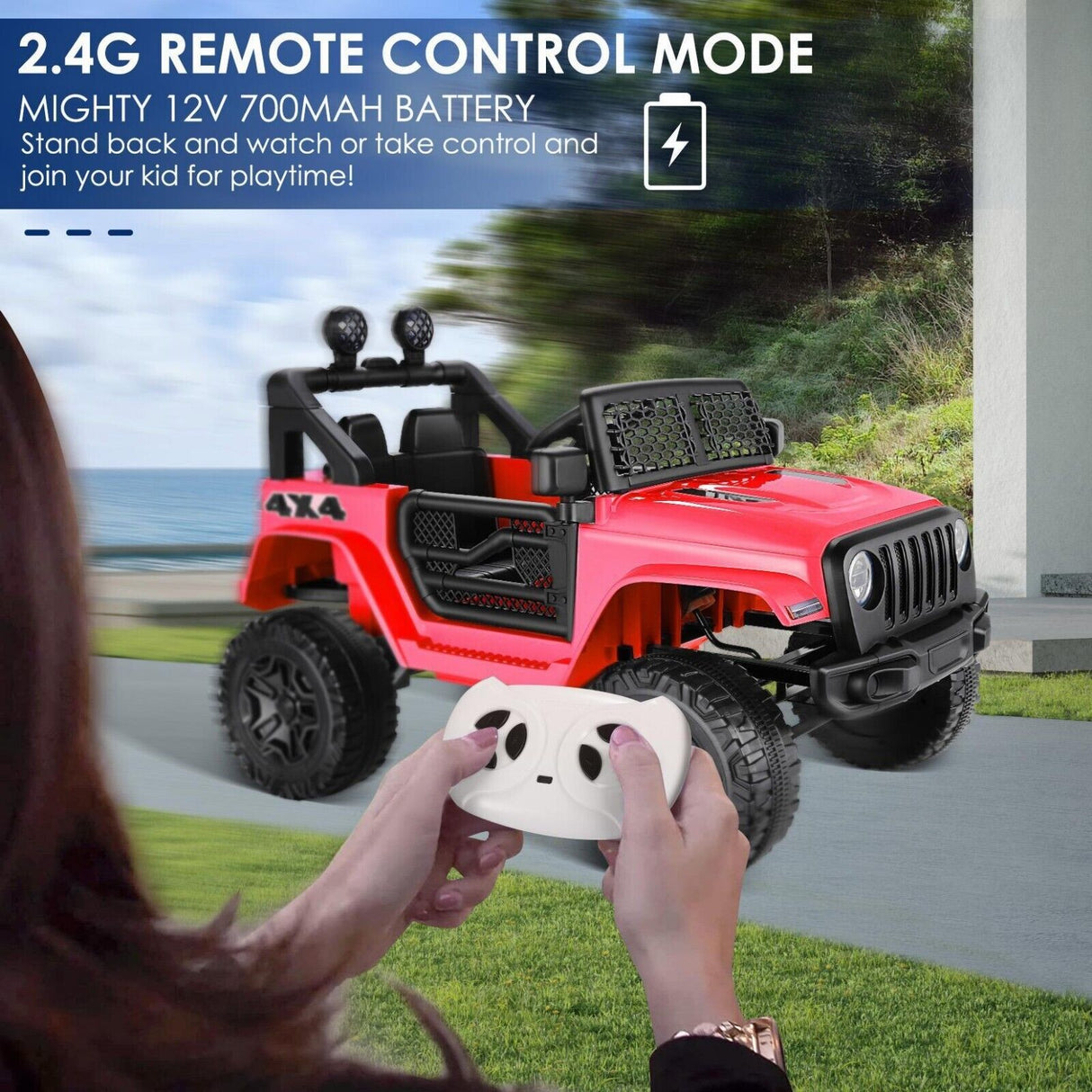 12V/24V Battery-Powered Jeep with High-Power Wheels and Music for Electric Kids Ride-On Fun
