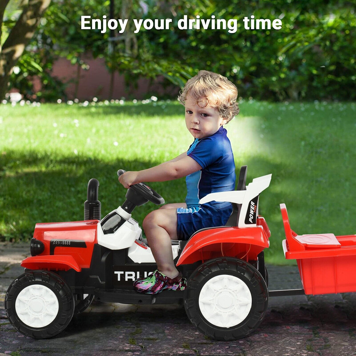 Musical Electric Tractor with Detachable Trailer - Perfect Gift for Kids with Lights and Sounds