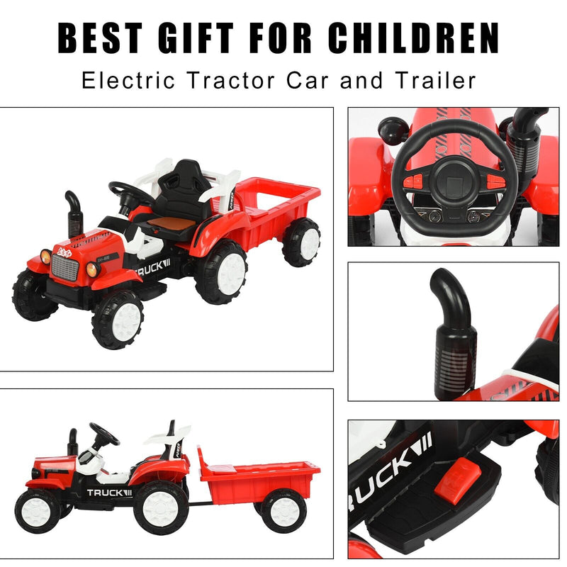 Musical Electric Tractor with Detachable Trailer - Perfect Gift for Kids with Lights and Sounds