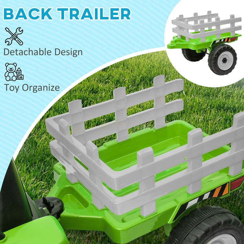 12V Electric Tractor with Trailer and Dual Motors for Kids
