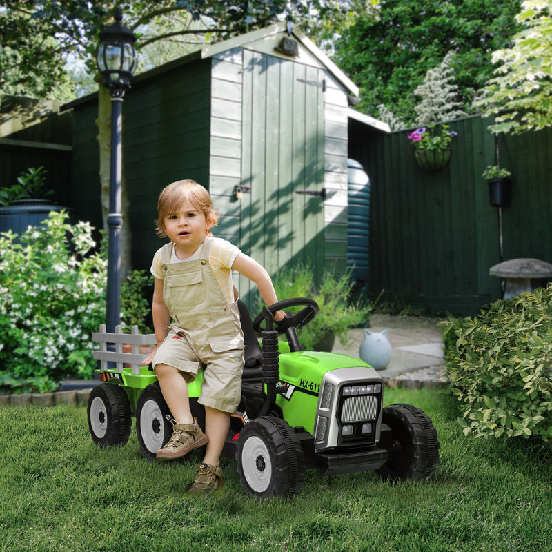 12V Electric Tractor with Trailer and Dual Motors for Kids