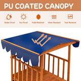 Natural Wooden Retractable Sandbox for Kids with Cover and Wheels