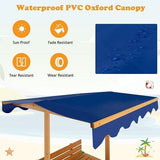 Natural Wooden Sandbox with Canopy and 2 Bench Seats for Kids