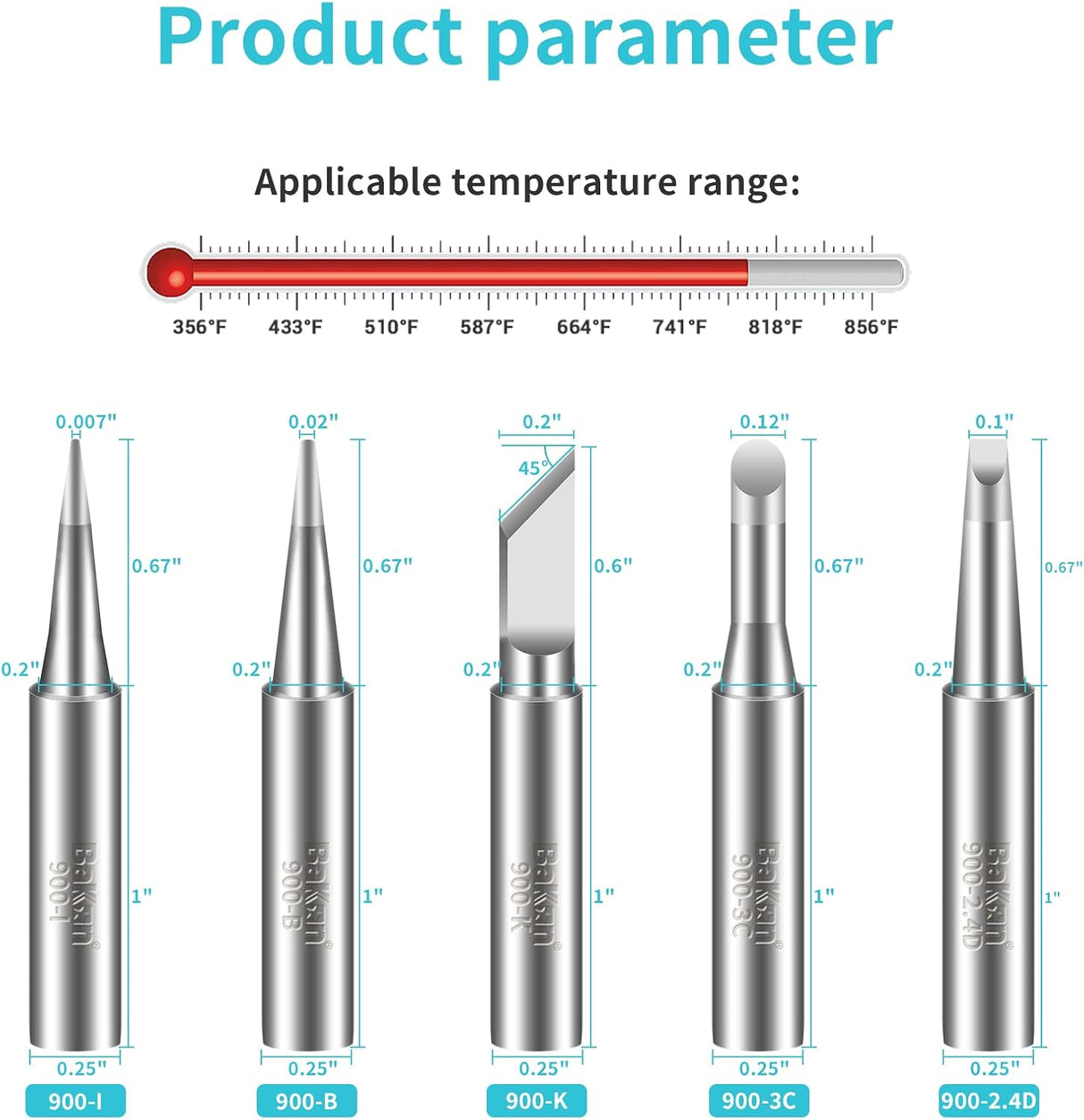 5PCS 900M Soldering Iron Tips for BAKON BK969S TekShack