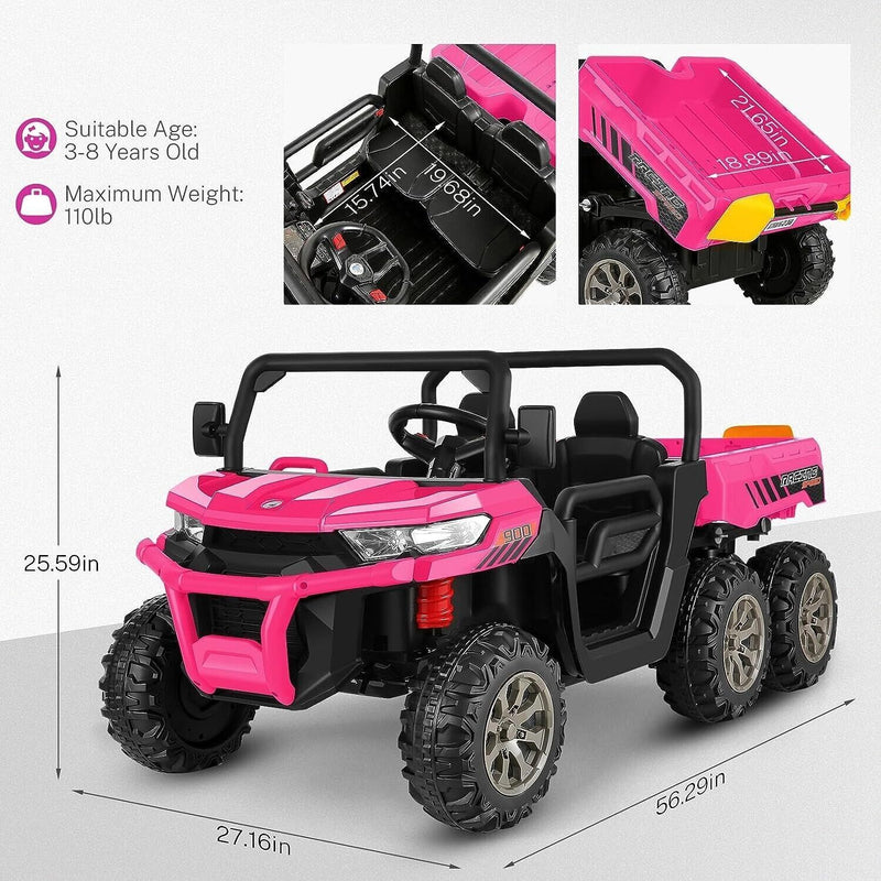 New 2-Seat Dump Truck Ride-On Toy with 24V Battery Power and 6 Wheels for Kids
