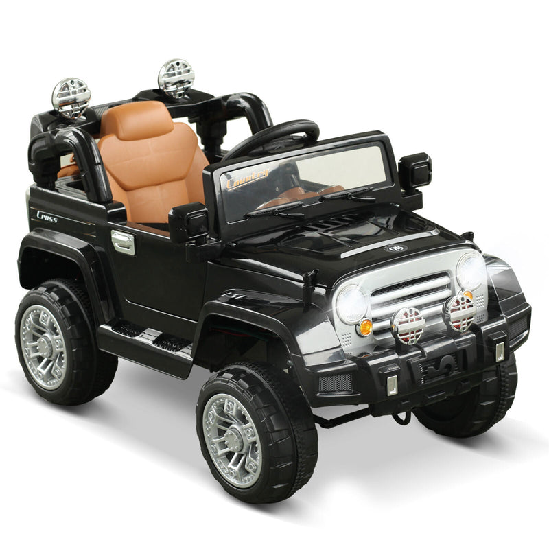 Off-Road Adventure 12V Battery-Powered Jeep Truck for Kids with Remote Control, MP3 Player, and Lights