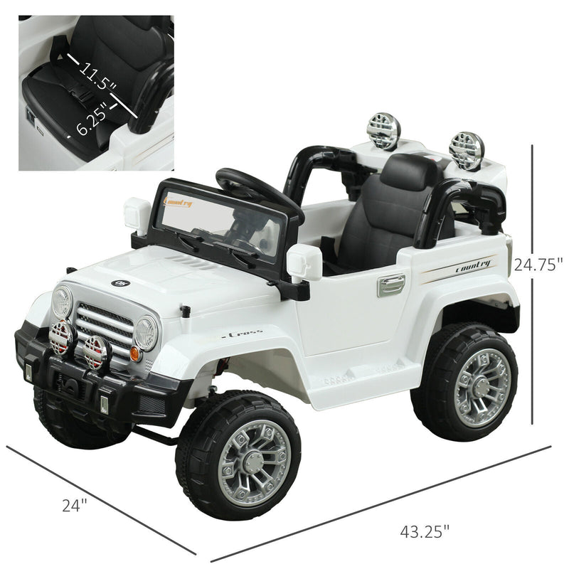 Off-Road Battery-Powered Jeep Truck for Kids with Remote Control, MP3 Player, and Lights - 12V
