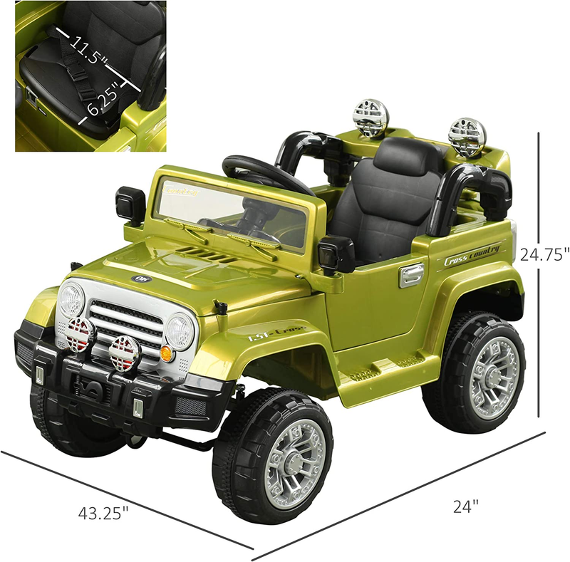 Off-Road Truck Ride-On Car with MP3, Horn, Steering Wheel, and Remote Control for Kids