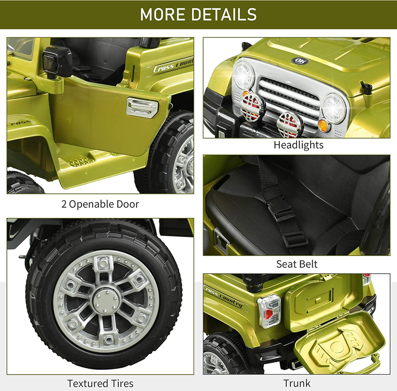 Off-Road Truck Ride-On Car with MP3, Horn, Steering Wheel, and Remote Control for Kids