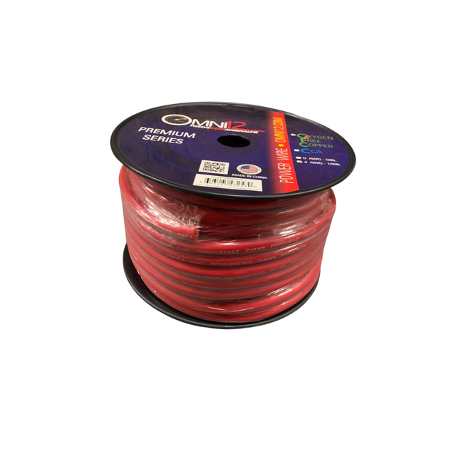 Omni12 O12P-PW4GOFC 4G 100% OFC Power Wire 100Ft - Red Omni12