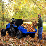 Outdoor Excavator and Bulldozer Ride-On Toy with Trailer and LED Lights for Kids