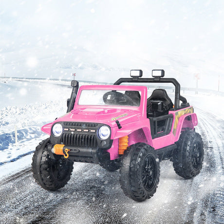 Parent-Child Ride On Truck Car with Remote Control, Music, and LED Lights - 12V 10AH, Pink