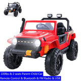 Parent-Child Ride-On Truck with LED Lights, FM Radio, and Bluetooth - 12V Kids Car