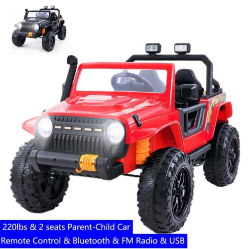Parent-Child Remote Control 2-Seater Ride-On Car with FM Radio and LED Lights - Supports up to 220lbs