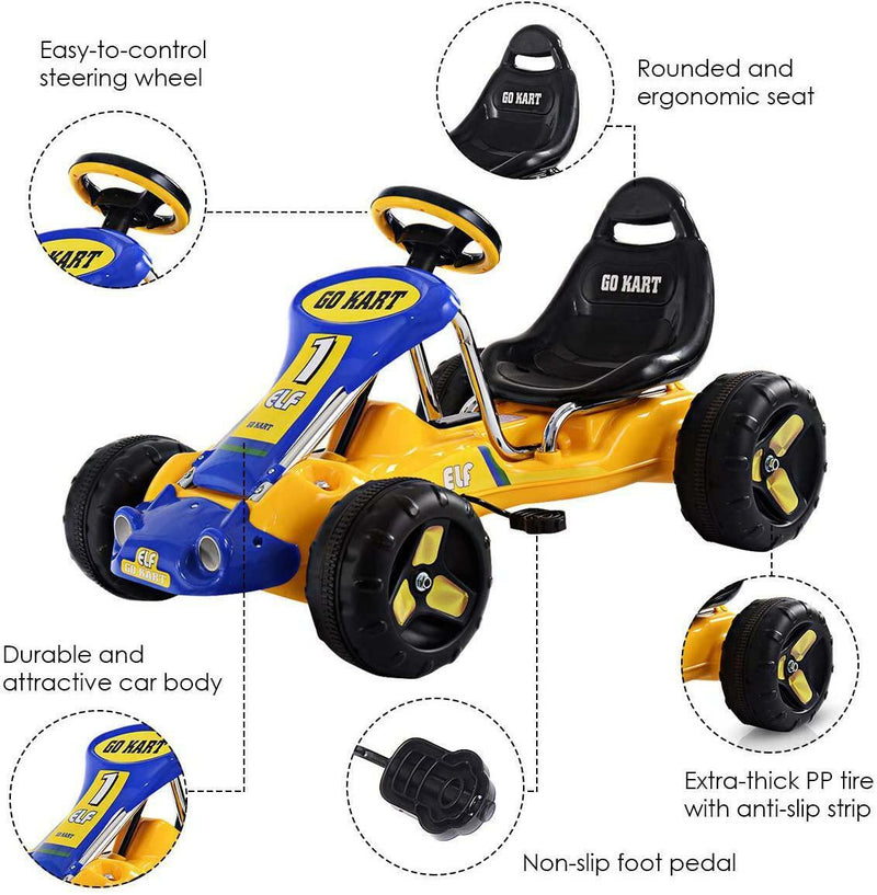 Pedal-Powered Go Kart for Boys & Girls - 4 Wheel Ride On Car for Endless Fun!