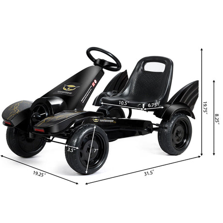 Pedal Powered Go Kart for Kids with Clutch & Hand Brake - 4 Wheel Racer Toy