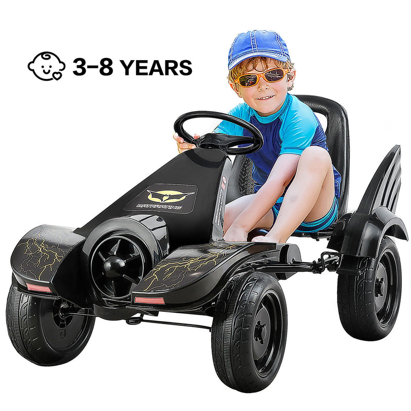 Pedal Powered Go Kart for Kids with Clutch & Hand Brake - 4 Wheel Racer Toy