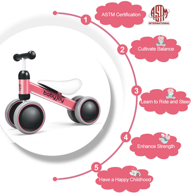 Pink Children's Balance Bike - No Pedals, Perfect for Toddlers to Learn and Play