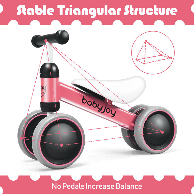 Pink Children's Balance Bike - No Pedals, Perfect for Toddlers to Learn and Play