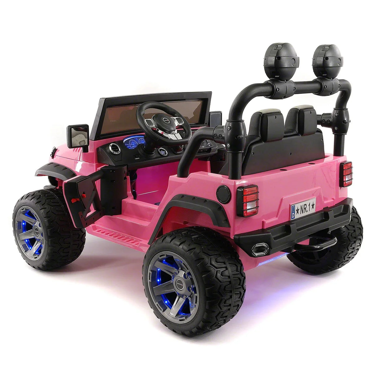 24V DUAL SEAT CHILDREN'S RIDE-ON VEHICLE JEEP CAR TOY WITH 2 HIGH-PERFORMANCE ENGINES, PNEUMATIC WHEELS, MUSIC PLAYER + REMOTE CONTROL