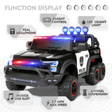 Electric Police Car Ride-On for Kids with 6 Wheels, LED Lights, Intercom, Siren, and Remote Control