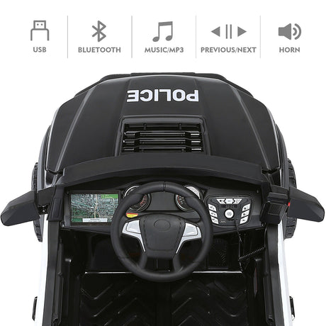 Electric Police Car Ride-On for Kids with 6 Wheels, LED Lights, Intercom, Siren, and Remote Control