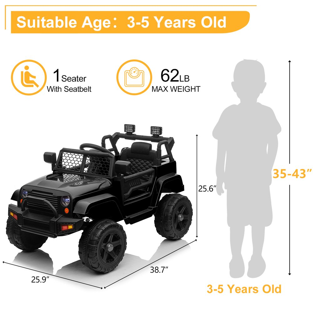 Police Jeep Ride-On Car for Kids with Remote Control and Big Hubs