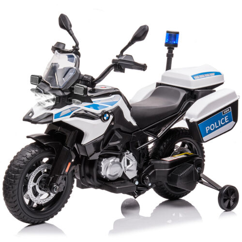 Police Motorcycle 4-Wheel Ride-On for Kids with Headlight and Warning Lights - 12V