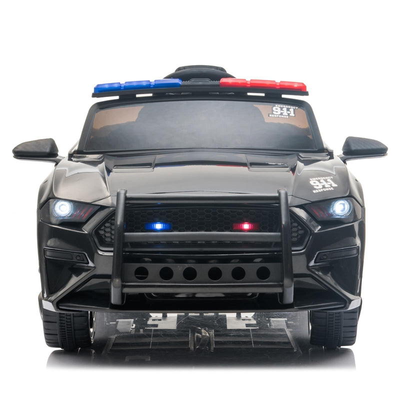 Police Ride On Car for Kids 3-7 Years with 3 Speeds and Remote Control - Black