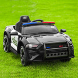 Police Ride On Car for Kids 3-7 Years with 3 Speeds and Remote Control - Black