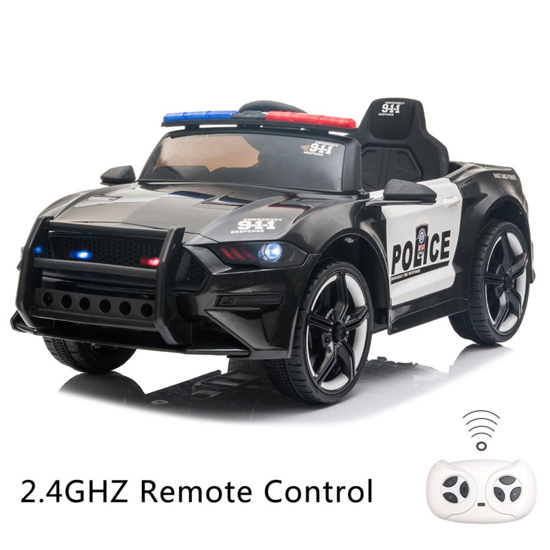 Police Sports Car 12V Ride On Toy with Remote Control and LED Lights - Perfect XMAS Gift for Kids