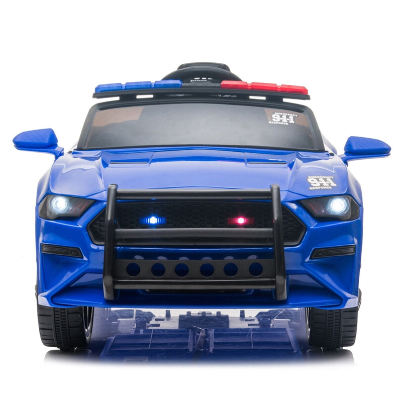 Police Sports Car 12V Ride-On with Remote Control, Lights, and Siren - Blue