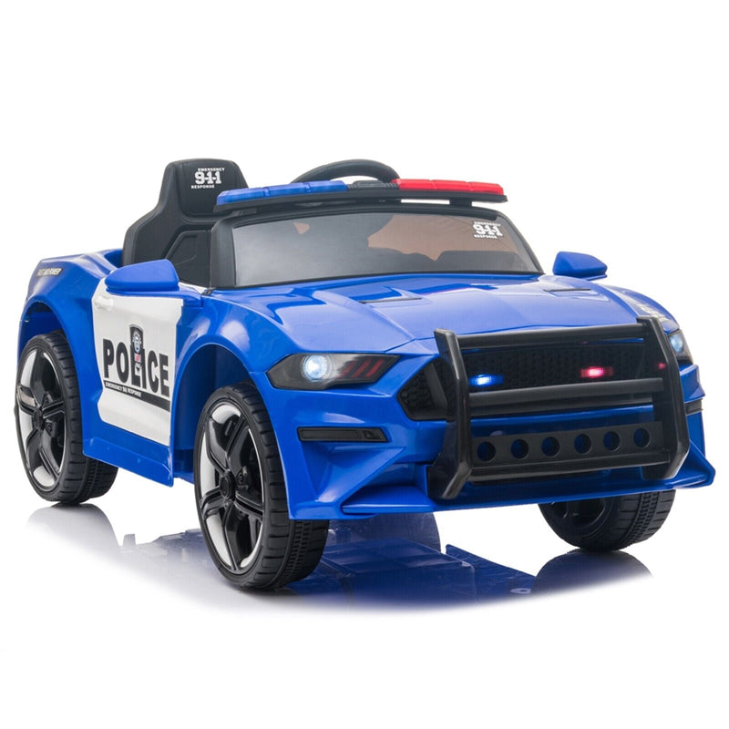 Police Sports Car 12V Ride-On with Remote Control, Lights, and Siren - Blue