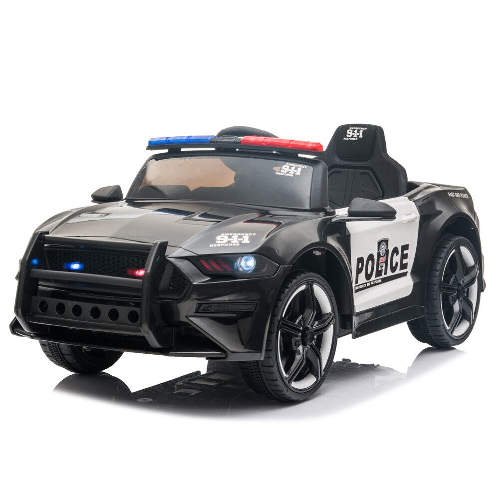 Police Sports Car 12V Ride-On with Remote Control, Lights, and Siren for Kids