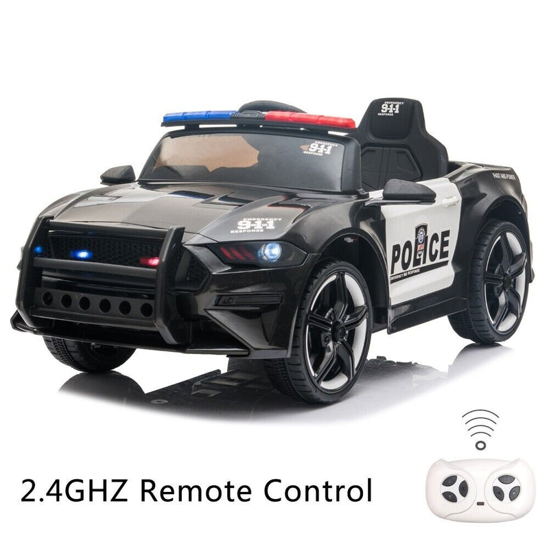 Police Sports Car 12V Ride-On with Remote Control, Lights, and Siren for Kids