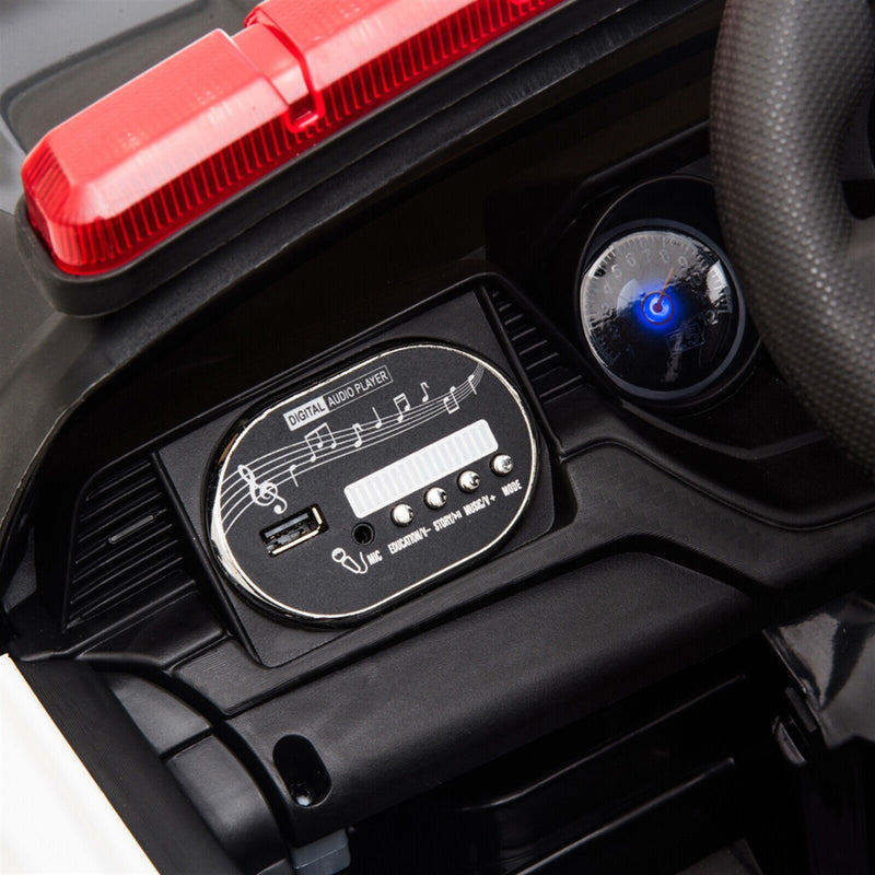 Police Sports Car for Kids with Remote Control, LED Lights, and Siren - 12V
