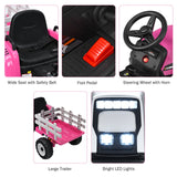 Power Up Your Child's Playtime with the Large Capacity Battery-Powered Ride-On Tractor and Trailer Set from Topbuy