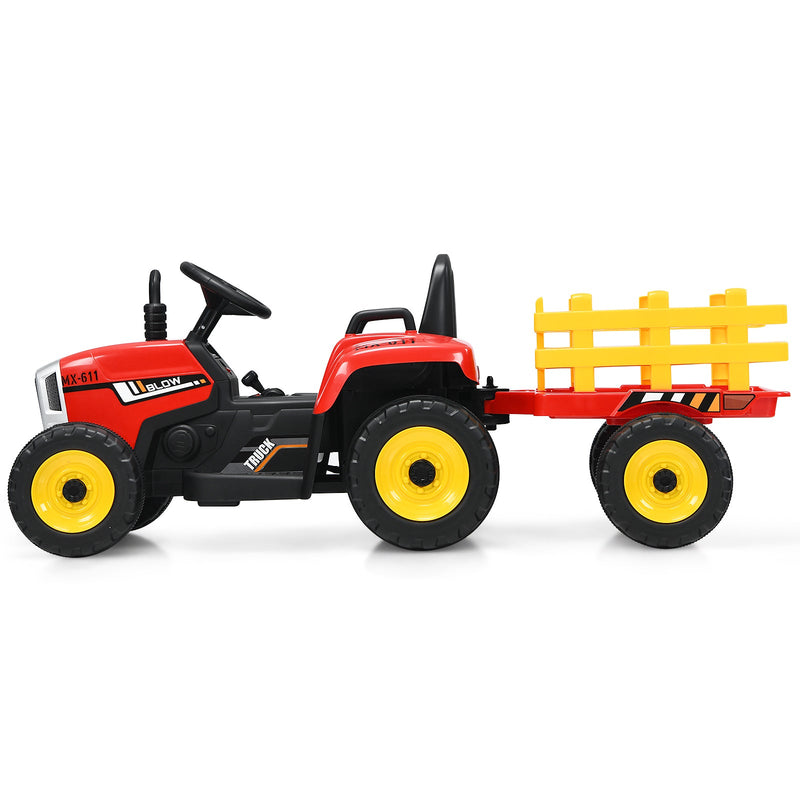 Power Up Your Child's Playtime with the Large Capacity Battery-Powered Ride-On Tractor and Trailer Set from Topbuy