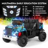 Powerful 24V 2-Seater Kids Ride On Dump Truck Tractor with Camo Design and 3 Speed Options, Includes Remote Control
