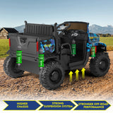 Powerful 24V 2-Seater Kids Ride On Dump Truck Tractor with Camo Design and 3 Speed Options, Includes Remote Control