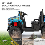 Powerful 24V 2-Seater Kids Ride On Dump Truck Tractor with Camo Design and 3 Speed Options, Includes Remote Control
