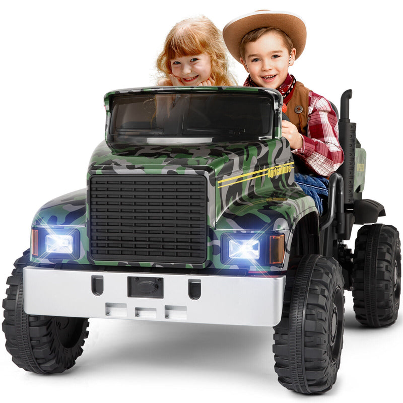 Powerful 24V Battery-Powered 2-Seater Kids Ride On Tractor with Dump Bed and RC Control