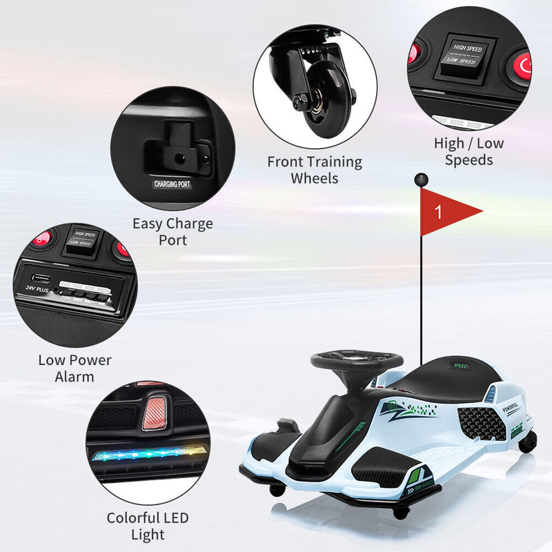 Powerful Electric Go-Kart for Kids Up To 110 Lbs with 7Ah Battery and 180W Motor