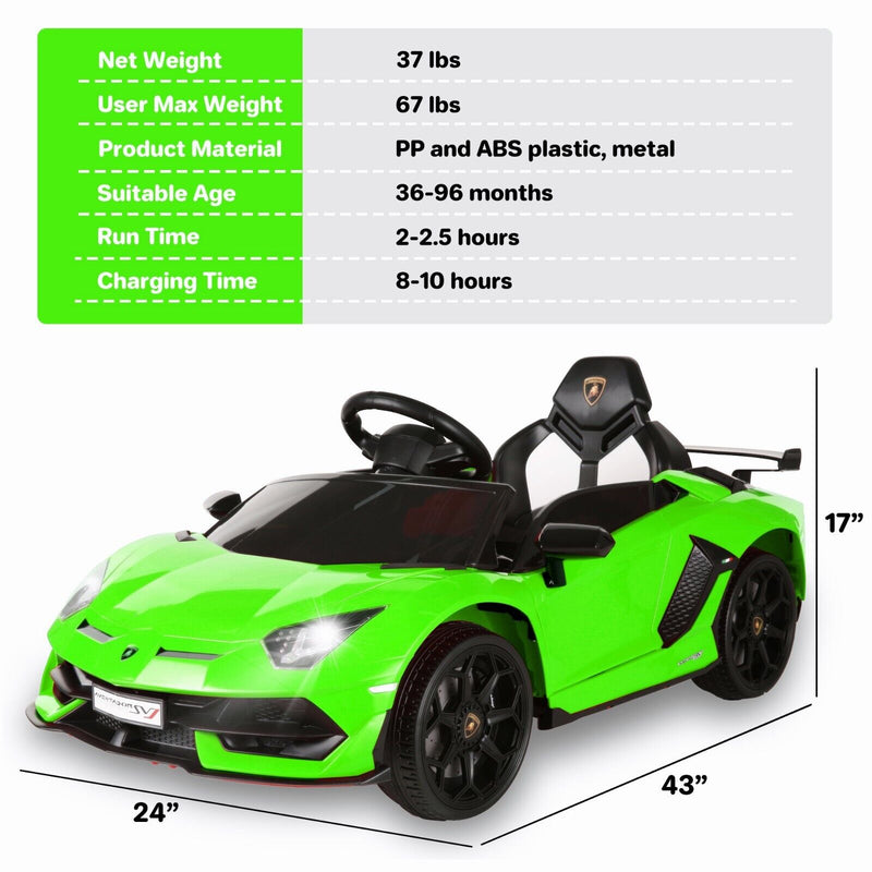 Premium 12V Electric Ride-On Car for Kids with Parental Remote Control, USB Port, LED Lights, and 3 Speed Options