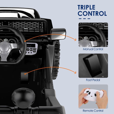 12V Kids Electric Jeep with Remote Control, 3 Speeds, LED Lights, and MP3 Player