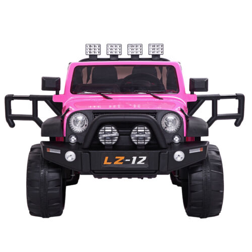Premium 12V Pink Jeep Ride-On Toy with Remote Control for Kids - Rechargeable Battery, 4 mph Speed